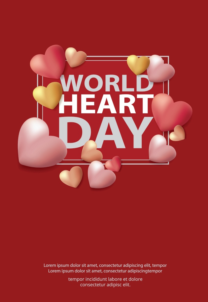 World Heart Day Poster Design Template Vector Illustration