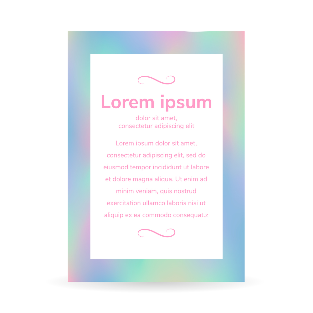 Fluid colors, blurred background, poster, gradient banner, postcard, vector illustration, pink, purple, blue, green, pastel. Holographic.