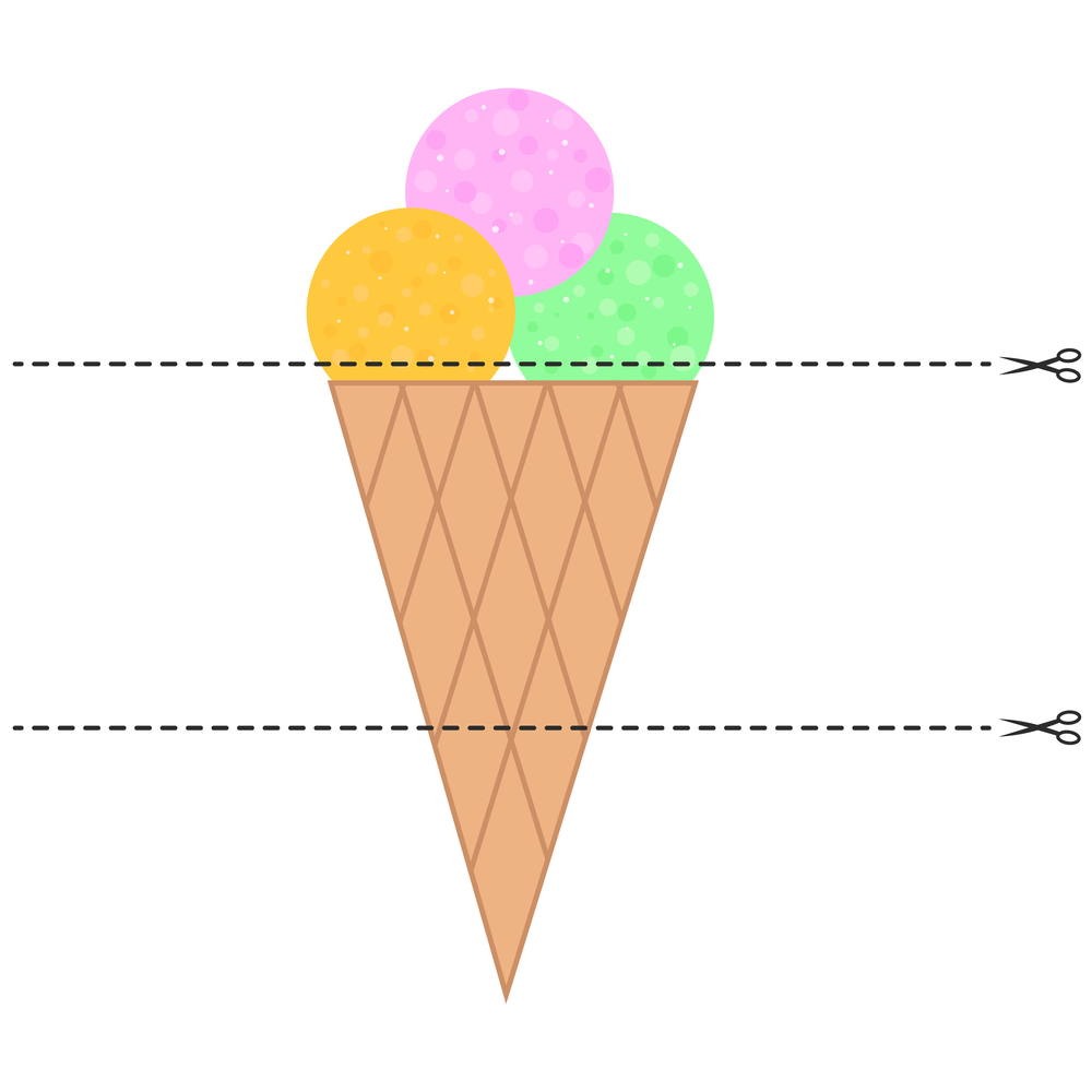 Vector illustration. A game for children of preschool age. Cut the picture into pieces. Fold in the right order. Mosaic. ice cream cone