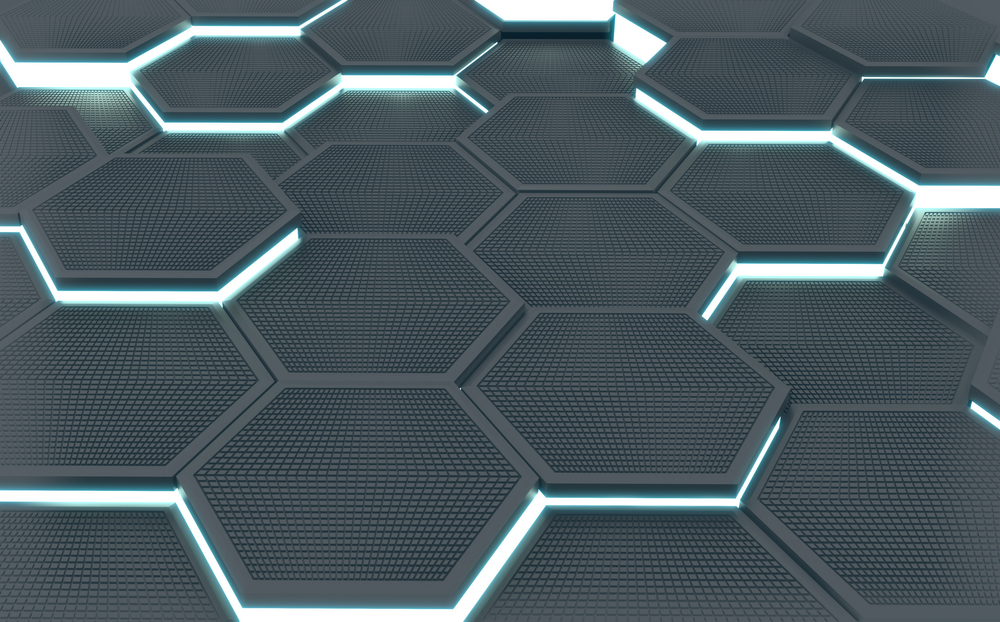 Hexagon black abstract background. 3D rendering