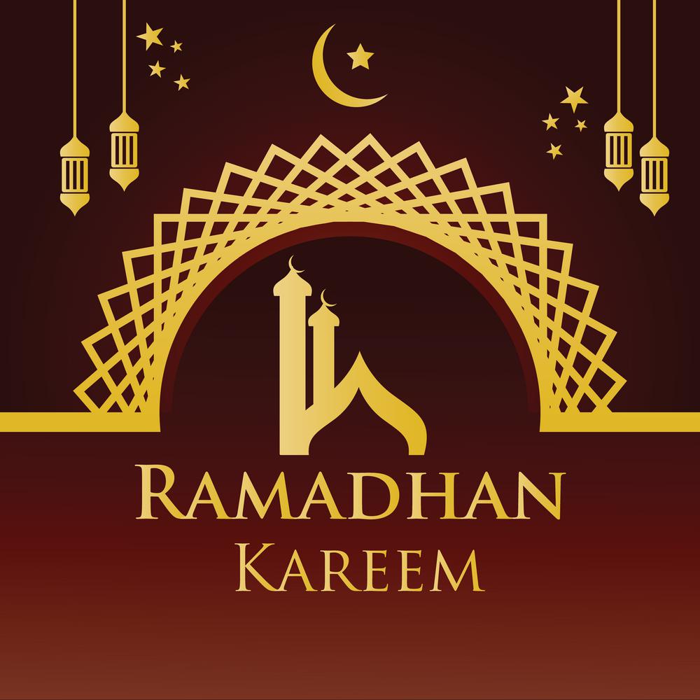 Ramadan Kareem Greeting Card, Ramadan Kareem Background. Ramadan Kareem Vector, Islamic Arabic Lantern. Translation Ramadan Kareem. Ramadan Kareem Typography Vector Design For Greeting Cards And Poster. Greeting Card, Mosque Silhouette Ramadan Illustration