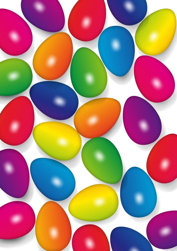 Easter background with eggs in rainbow colors, vector illustration