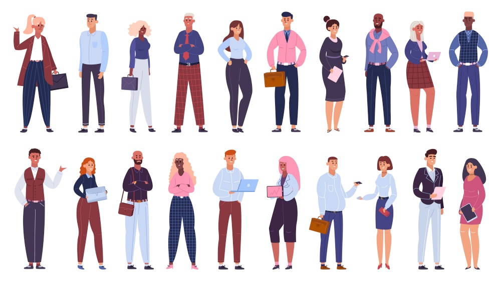 Multicultural business group. People office workers team, multinational business colleagues characters community isolated vector illustration set. Multicultural business team, businessman and women. Multicultural business group. People office workers team, multinational business colleagues characters community isolated vector illustration set