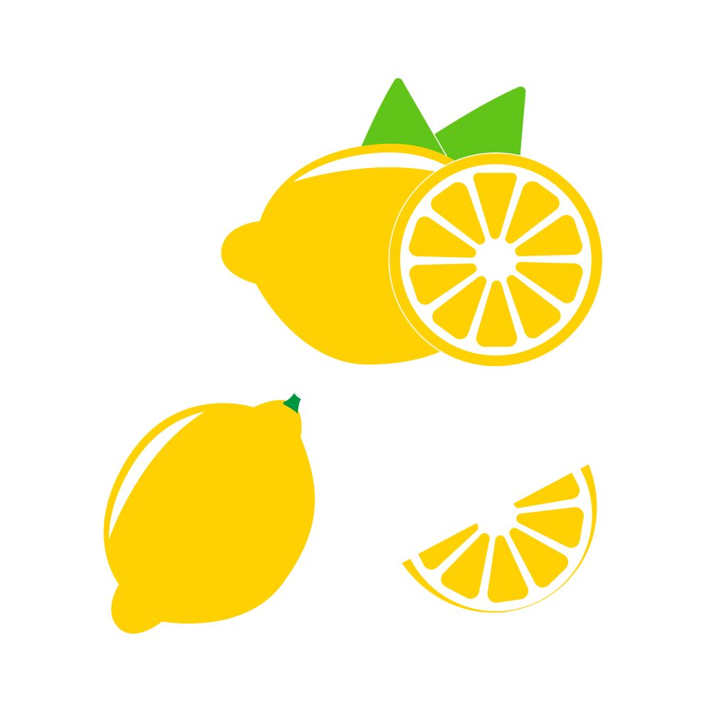 Icon set lemon, vector illustration on white background. the whole fruit and cut into pieces. citrus. - Vector illustration. Icon set lemon, vector illustration on white background. the whole fruit and cut into pieces. citrus. - Vector