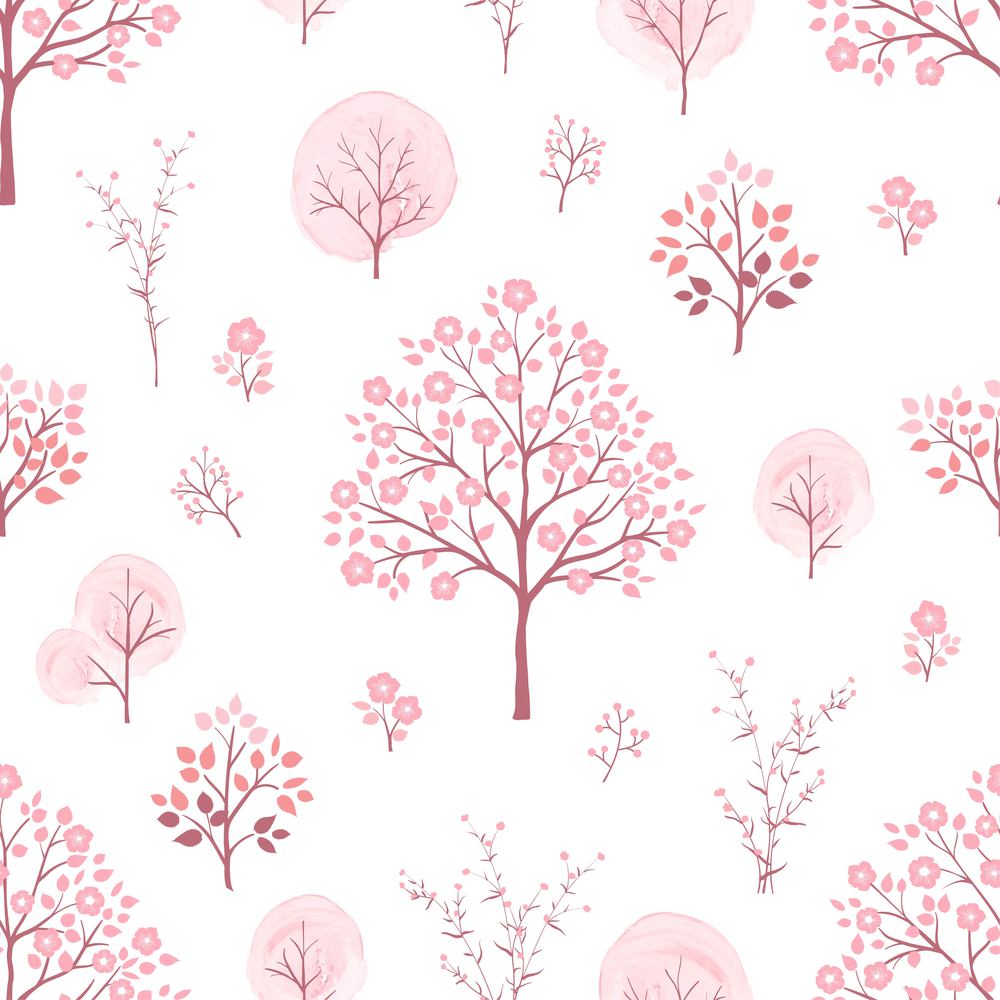 Sweet pink flowers blossom on springtime seamless pattern,for decorative,kid product,fashion,fabric,wallpaper and all print,vector illustration