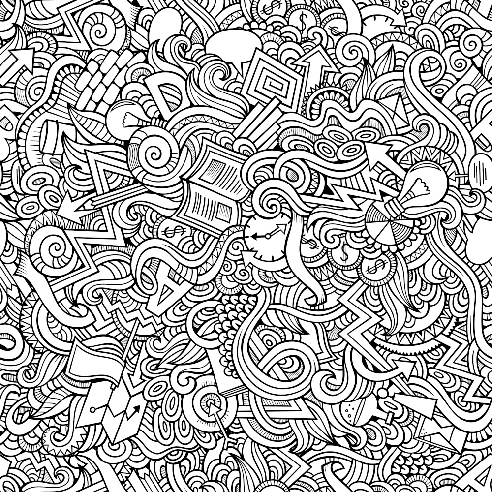 Cartoon vector doodles hand drawn idea seamless pattern