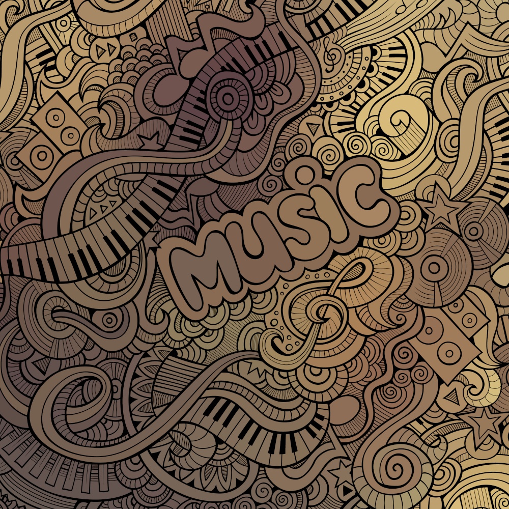 Abstract art decorative doodles musical vector background. Vector doodles musical background
