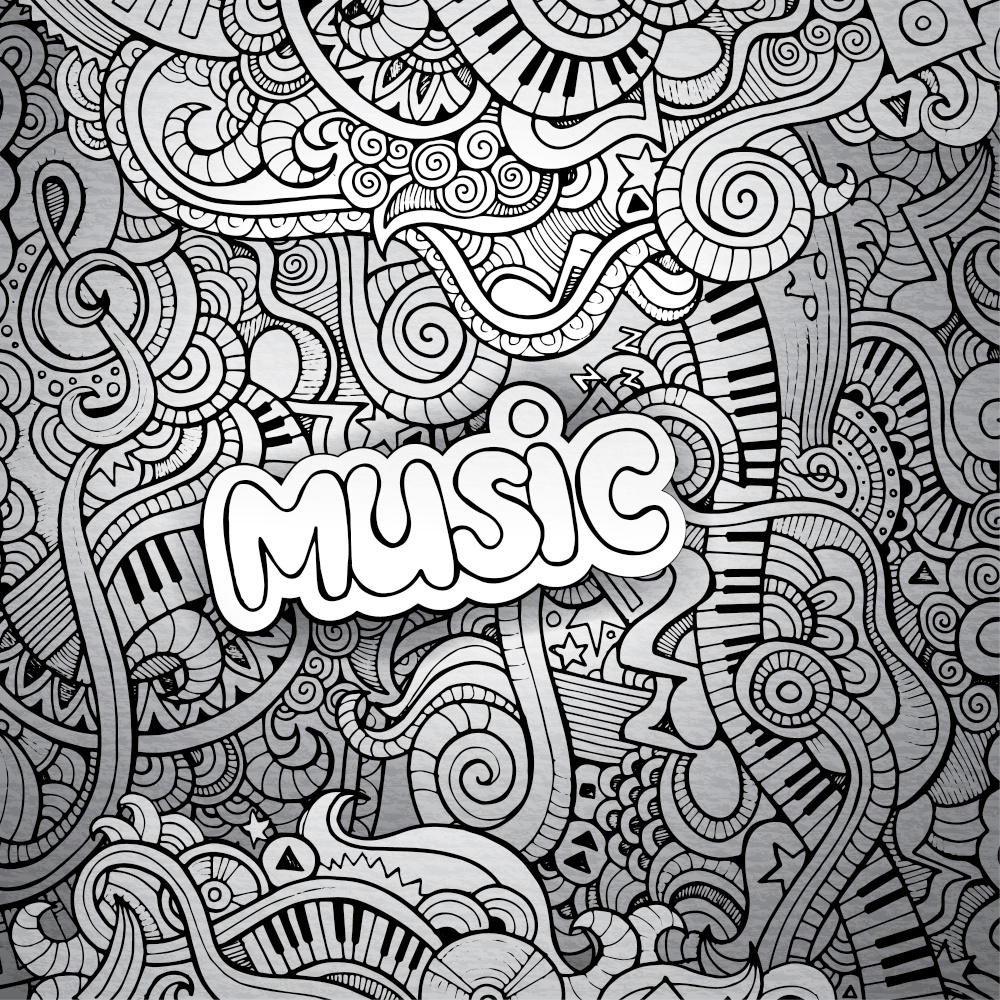 Music Sketchy Notebook Doodles. Hand-Drawn Vector Illustration. Music Sketchy Notebook Doodles