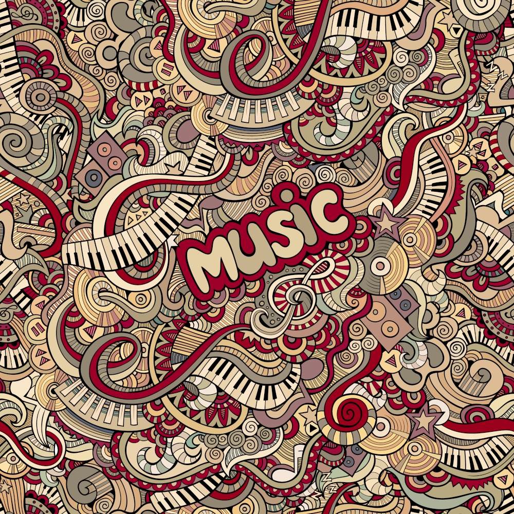 Abstract decorative doodles music theme seamless pattern. doodles music seamless pattern