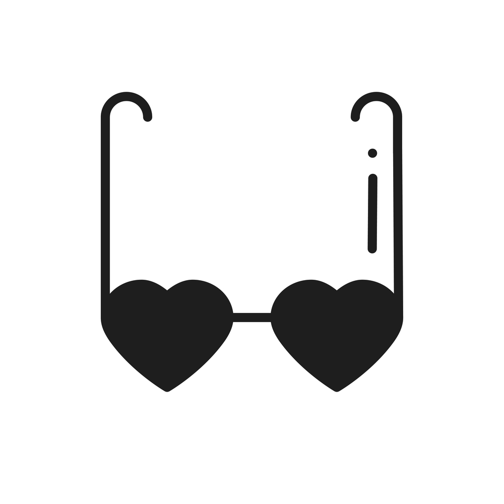 Heart shaped glasses line icon. Retro sunglasses with red hearts. Happy Valentine day sign and symbol. Heart shape. Love, couple, relationship, holiday, romantic amour theme