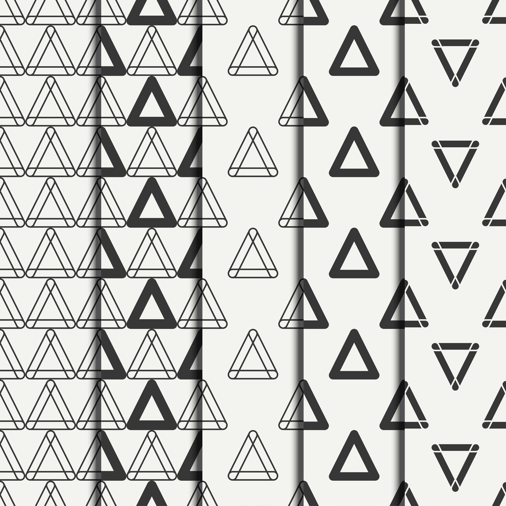 Set of geometric line monochrome abstract hipster seamless pattern with triangle. Wrapping paper. Scrapbook paper. Tiling. Vector illustration. Background. Graphic texture for design, wallpaper.. Set of geometric line monochrome abstract hipster seamless pattern with triangle. Wrapping paper. Scrapbook paper. Tiling. Vector illustration. Background. Graphic texture for your design, wallpaper.