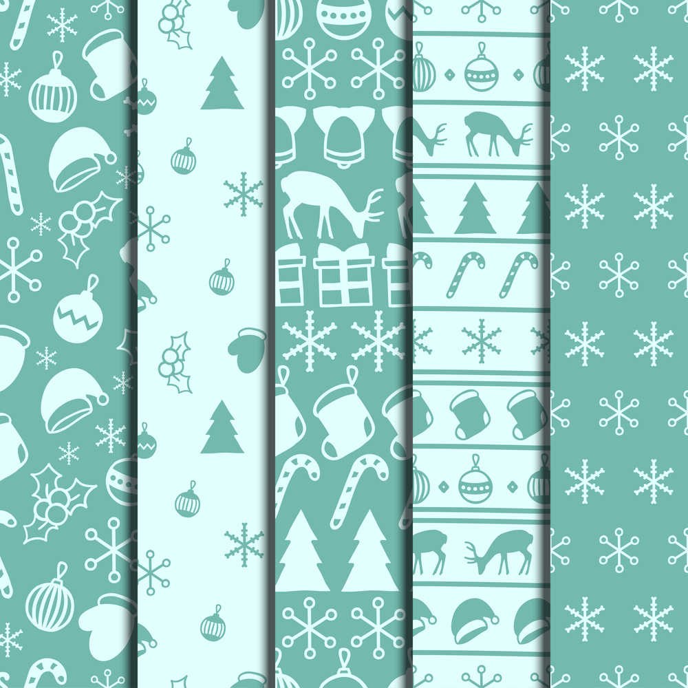 Merry Christmas and Happy New Year 2017. Christmas season hand drawn seamless pattern. Vector illustration. Doodle style. Decorations. Winter holiday backgrounds for design. Set. Blue. Merry Christmas and Happy New Year 2017. Christmas season hand drawn seamless pattern. Vector illustration. Doodle style. Decorations. Winter holiday backgrounds for design. Snowflakes. Set. Blue