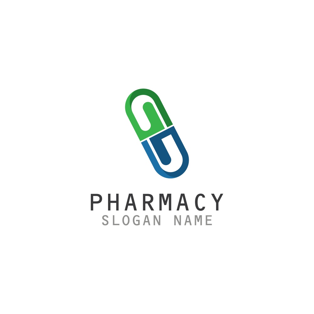 Capsule Drug vector logo creative for Pharmacy Graphic design