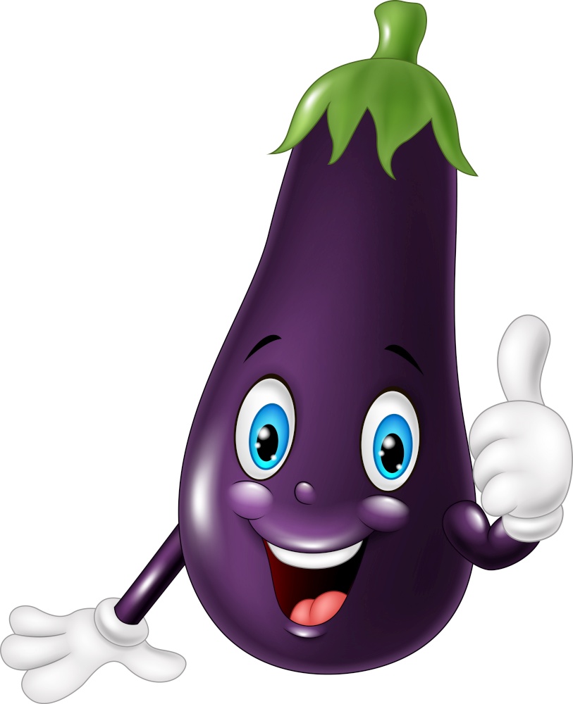 Cartoon eggplant giving thumb up
