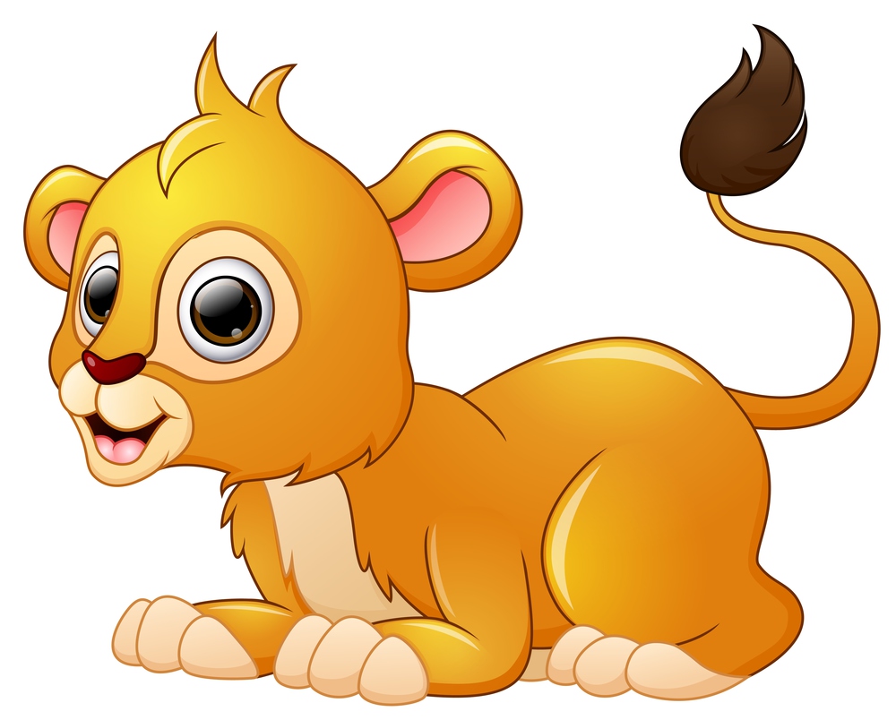 Happy lion cartoon lay down