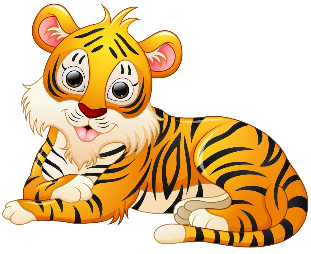 Cute tiger cartoon lay down