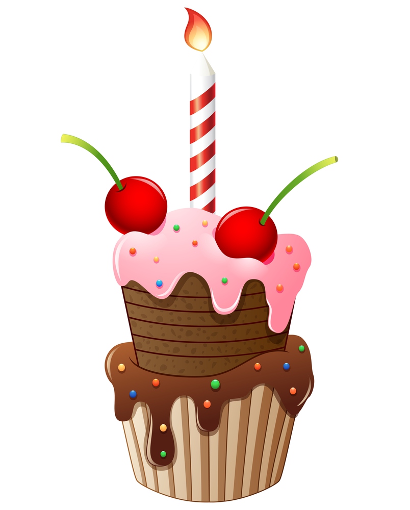 Birthday cake cartoon isolated on white background