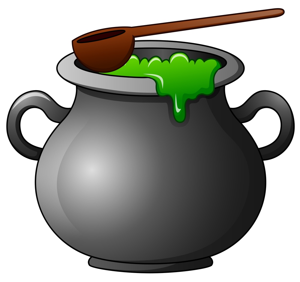 Witch cauldron cartoon background illustration