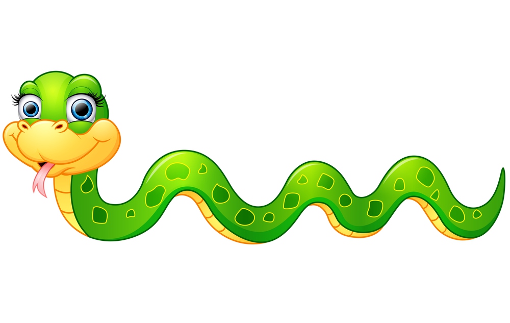 Happy green snake cartoon illustration