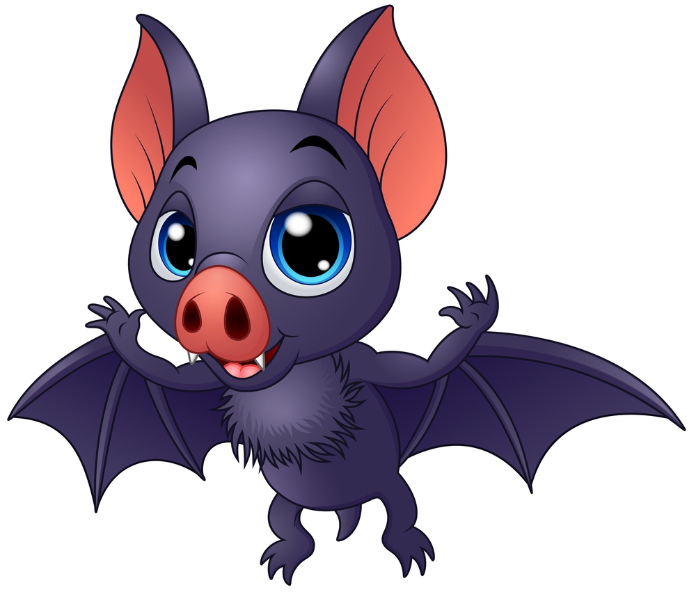 Cartoon of Cute baby bat flying