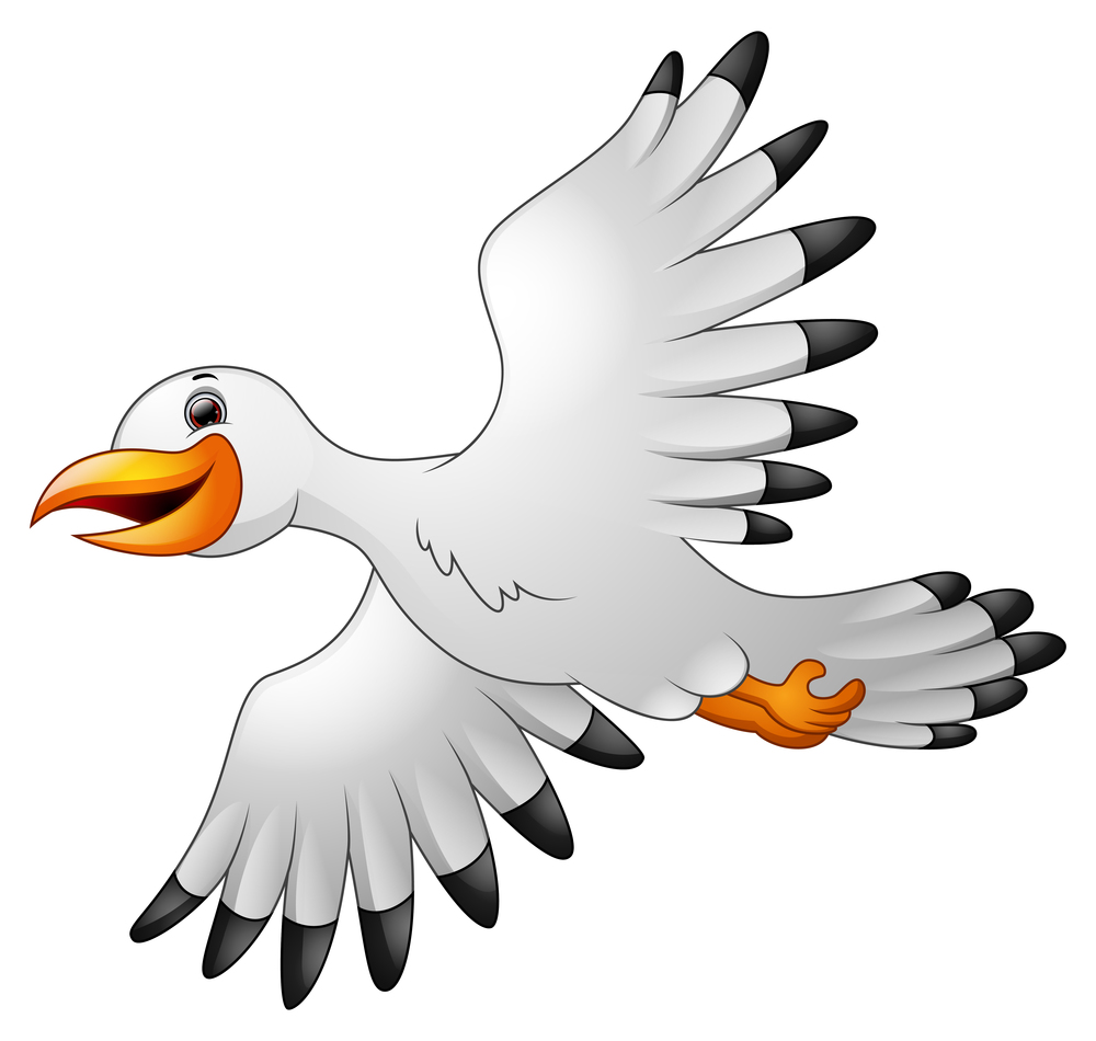 Vector illustration of Cartoon seagulls flying