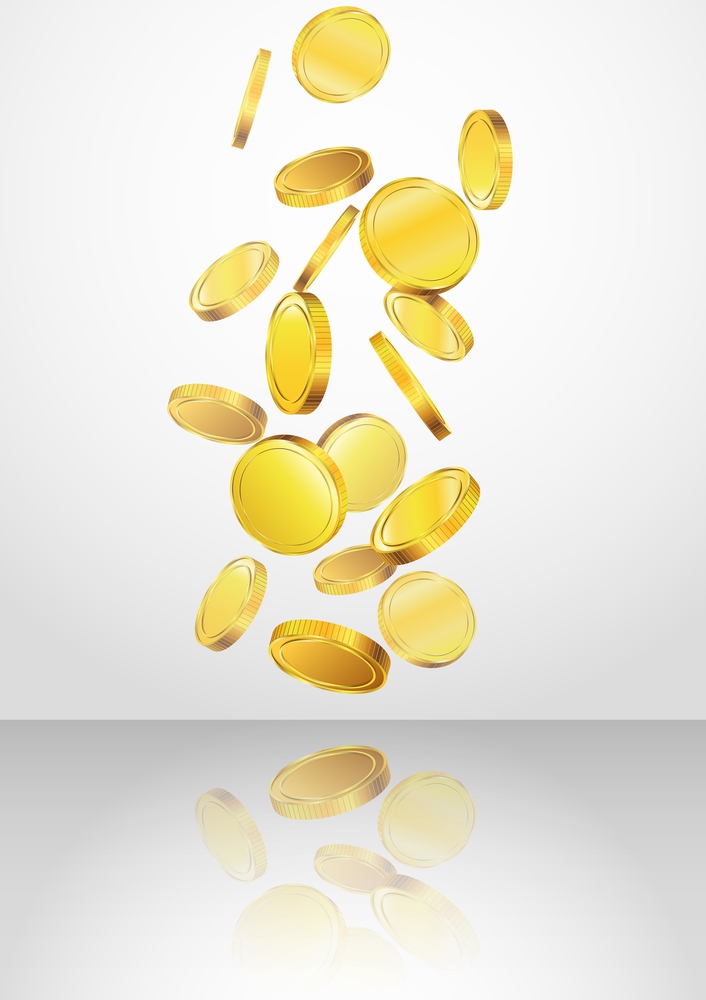 Conceptual design of falling golden coins