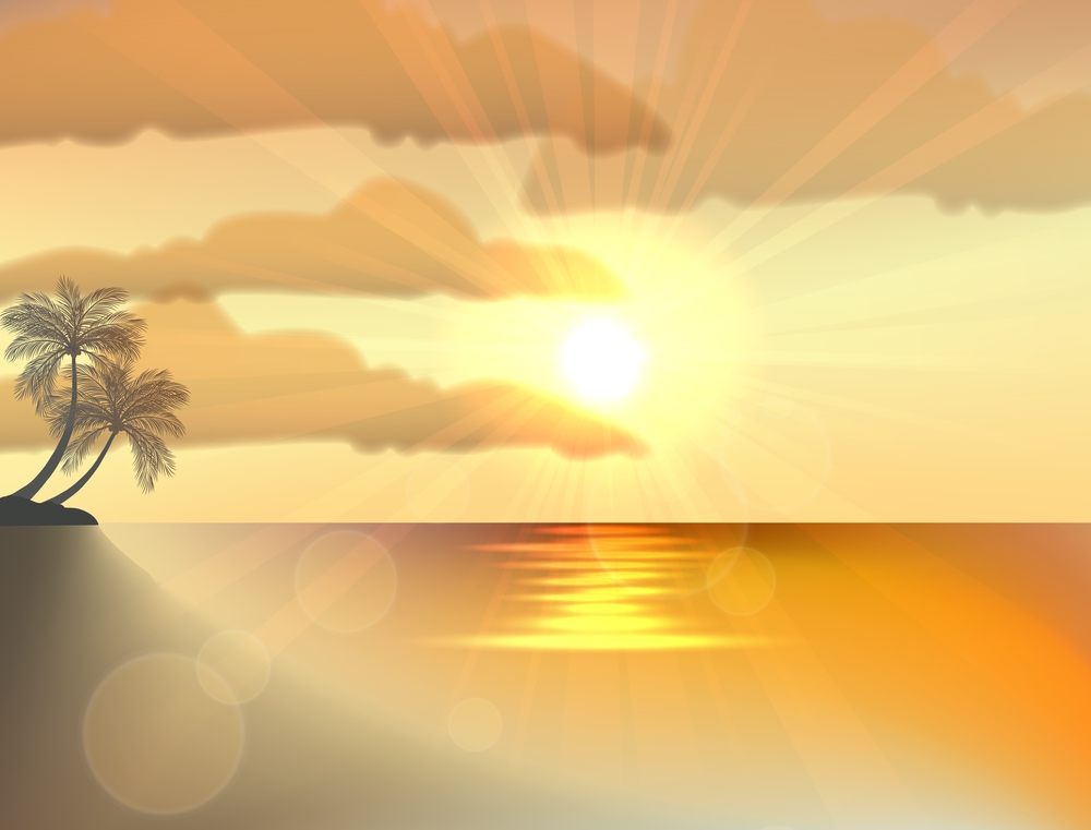 Photo of sunrise on sea. vector illustration
