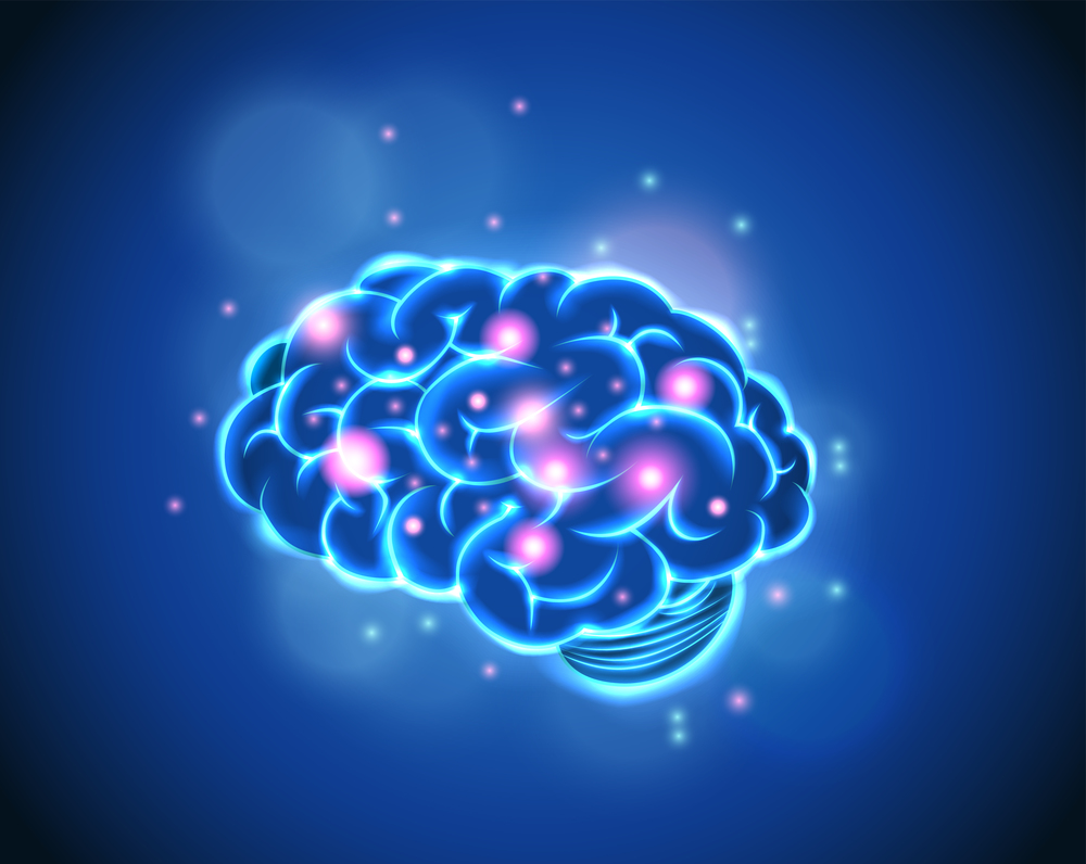 Brain Concept of blue background. vector