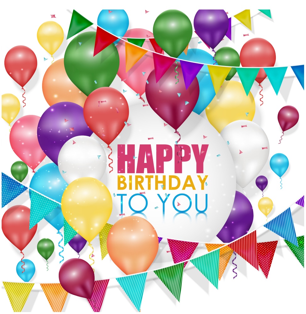 Colorful balloons Happy Birthday on white background .vector