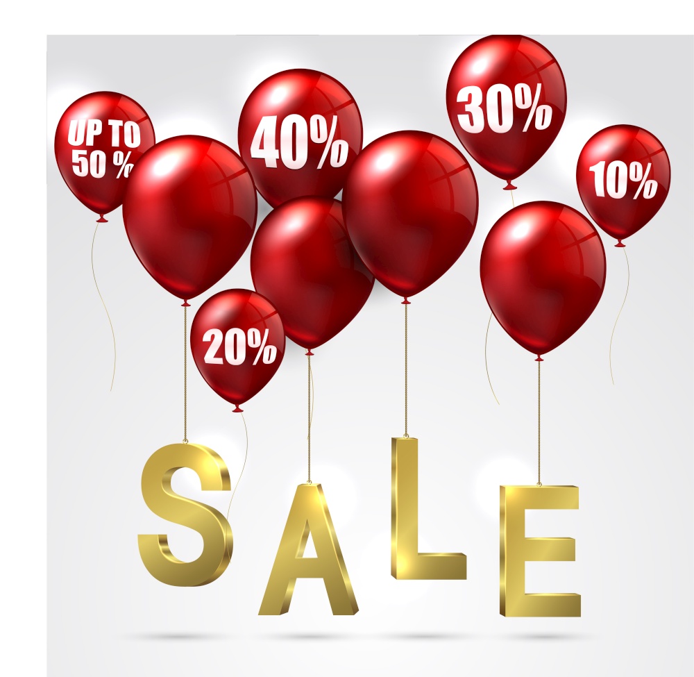 Heart shaped balloons with sale advertisement.vector