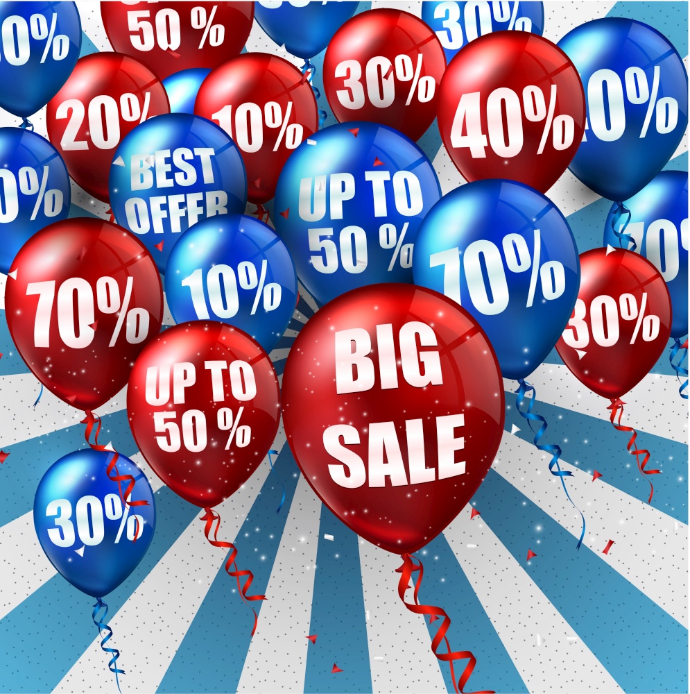 Balloons and discounts background.vector