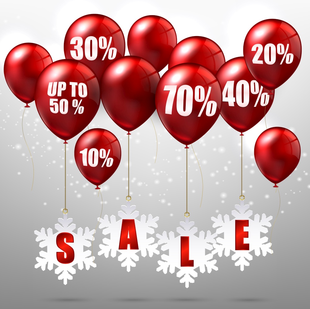 Balloons and discounts sale background.vector