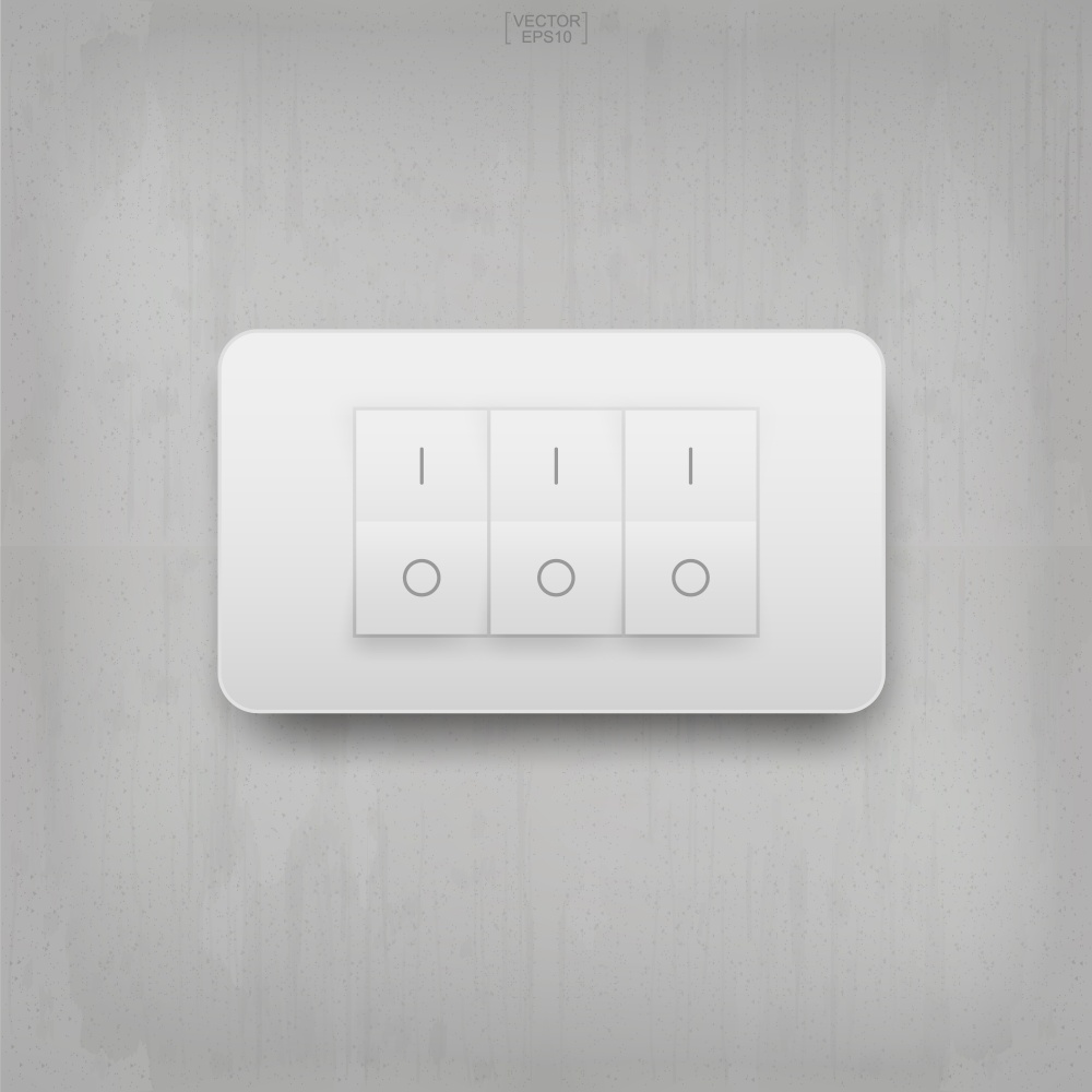 Light switch on concrete wall background. Vector illustration.