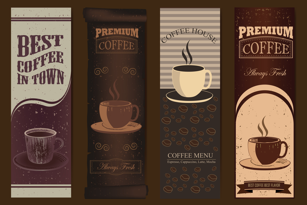 Elegant Coffee banners with coffee cups