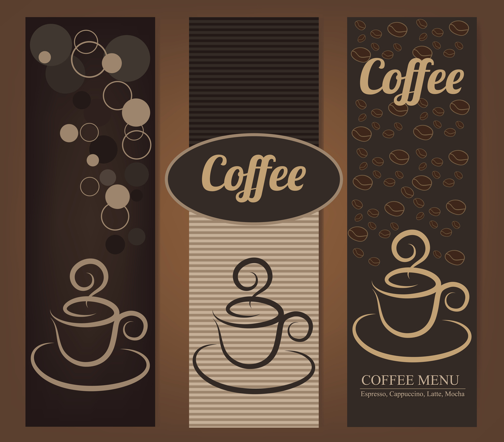 Elegant Coffee banners with coffee cups