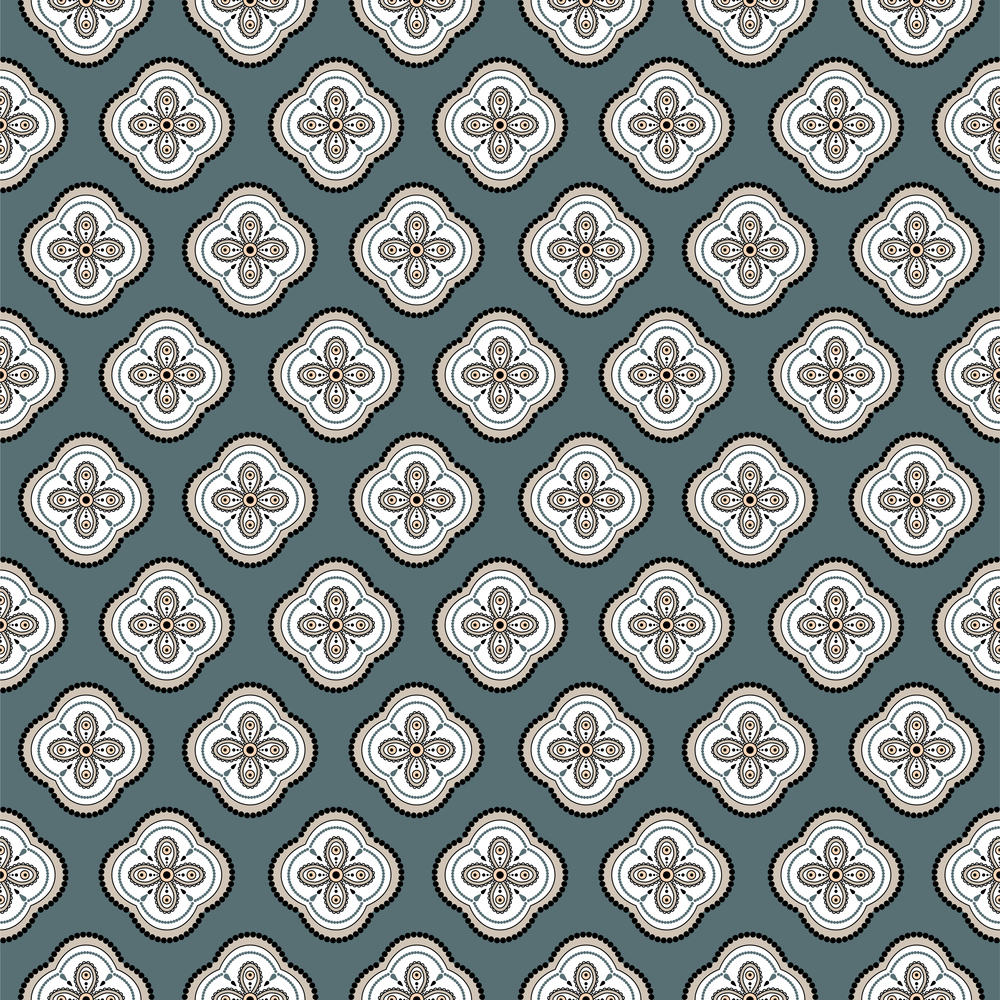 Seamless vector geometric quatrefoil rosette pattern background. Floral geometric shapes print texture for fabric.. Seamless vector geometric quatrefoil rosette pattern background.