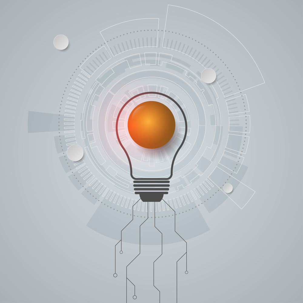 Vector Light bulb and abstract modern technology working together, idea concept for business