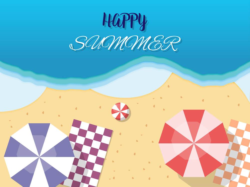 Vector summer holiday concept, top view of beach.