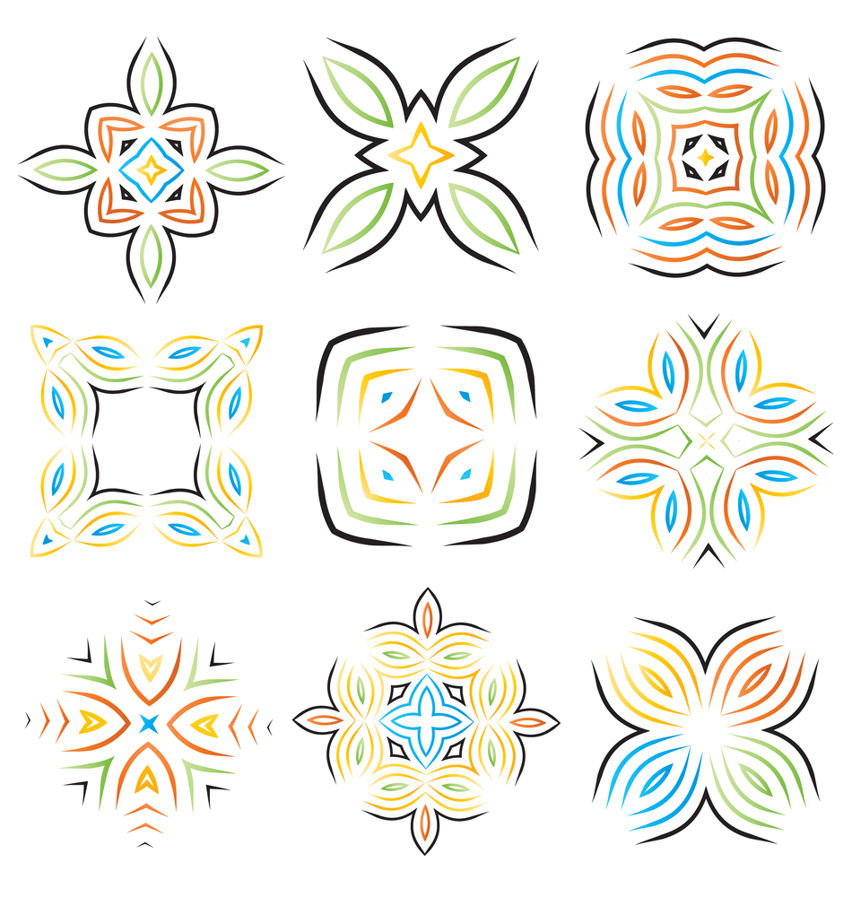 Colorful ornament collection for creative design work. Colorful ornament collection
