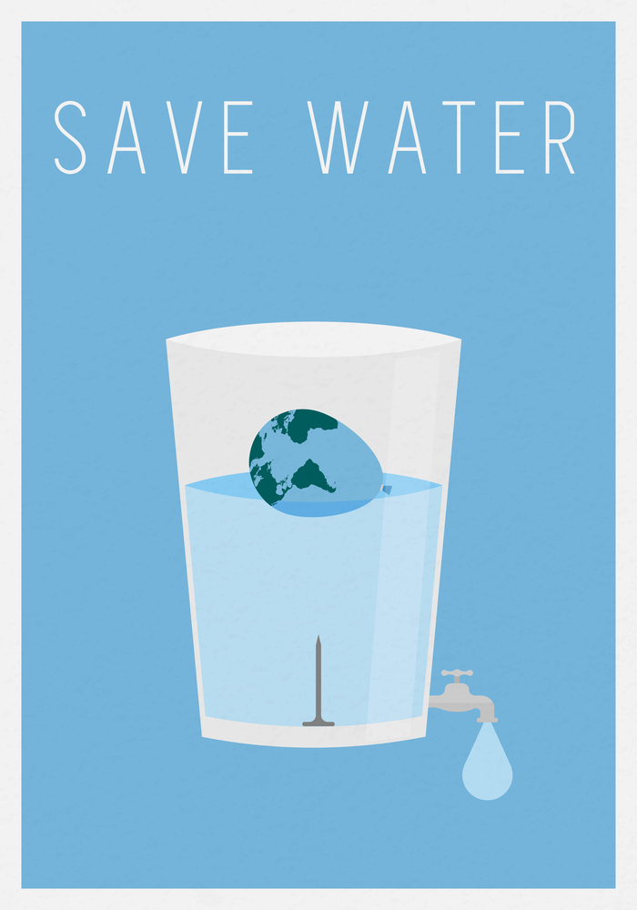 Water saving concept Economical use of water . vector flat design