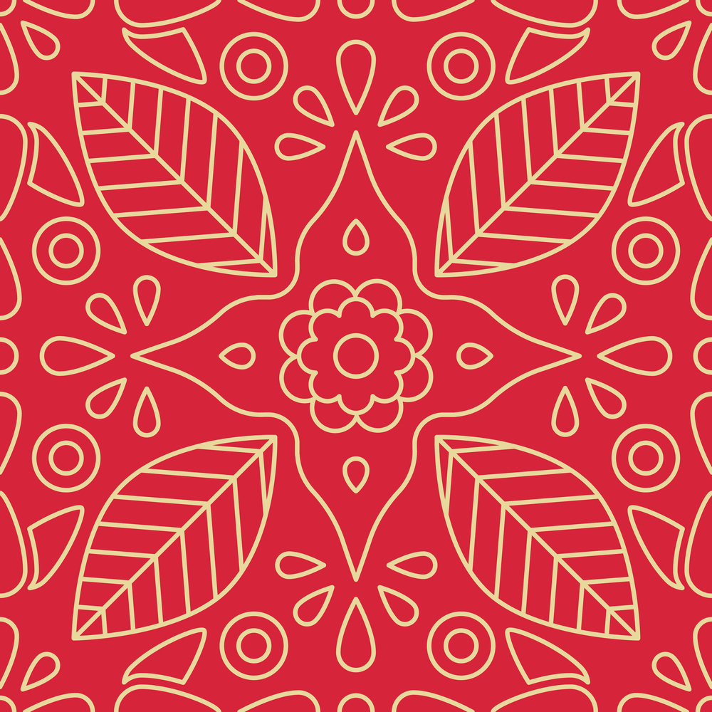 Indian diwali seamless pattern with hindu ornament on red background