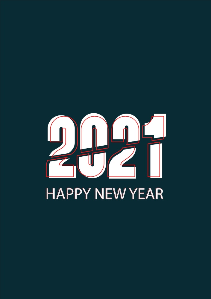 Modern creative design happy new year 2021 concept  for banner, poster or greeting card