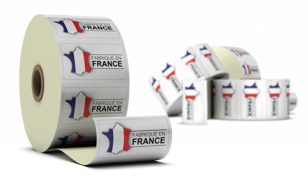 French Product Stickers over white background. Made In France, Stickers