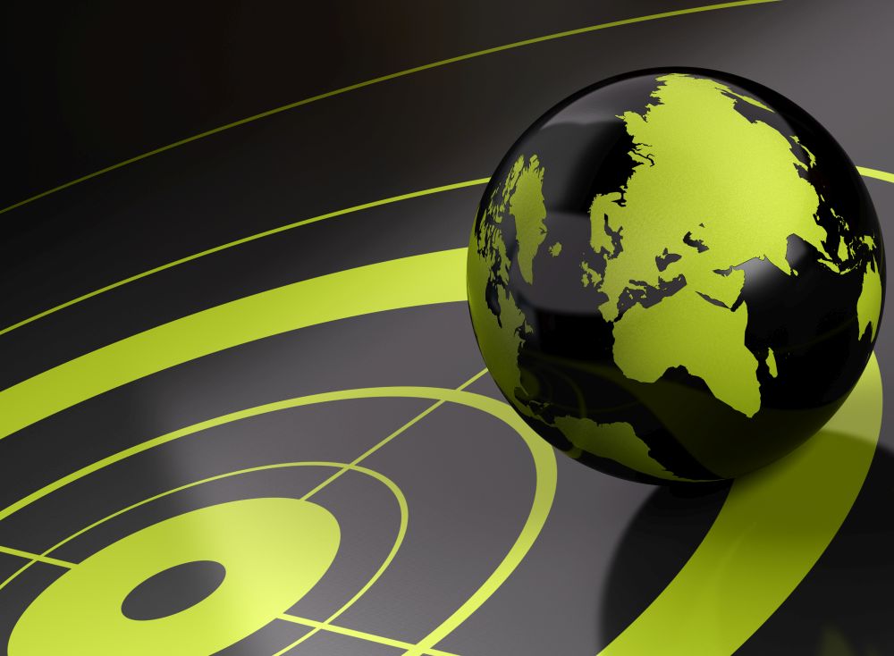 world and target over a black background - geolocation