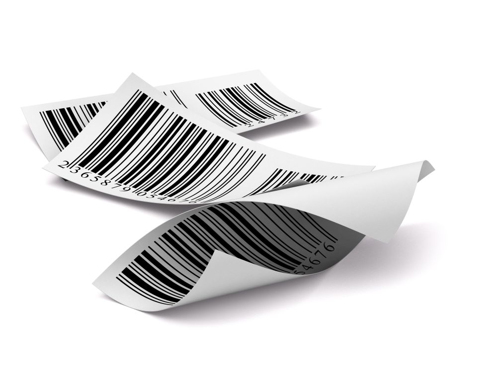 barcodes stickers with differents colours over a white background