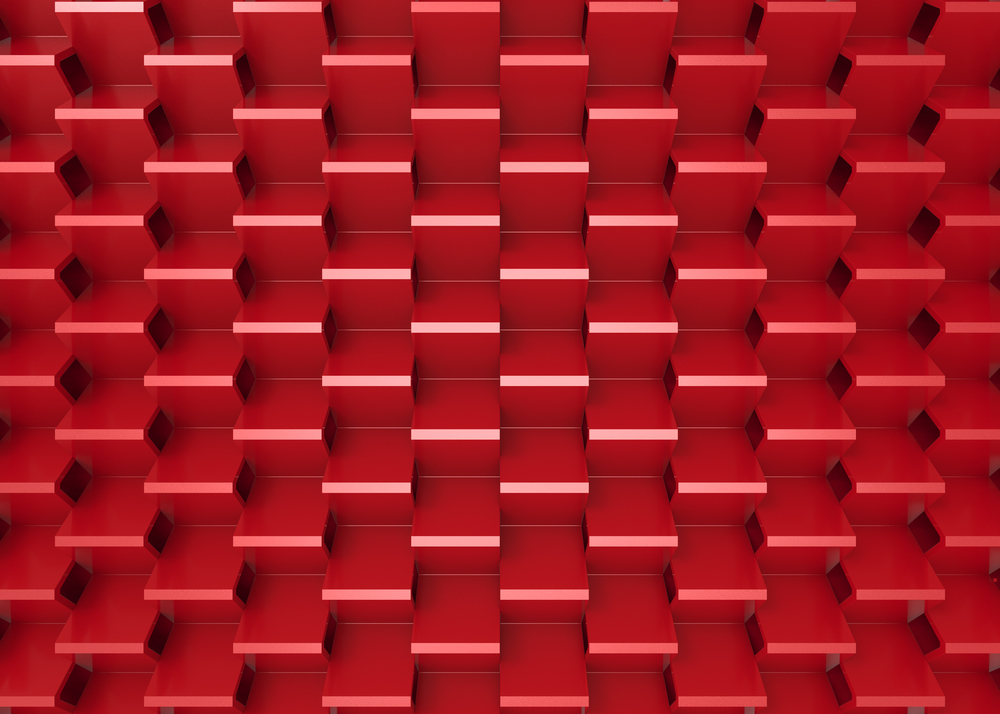 3d rendering. Abstract modern vertical Red Zigzag bar wall background.