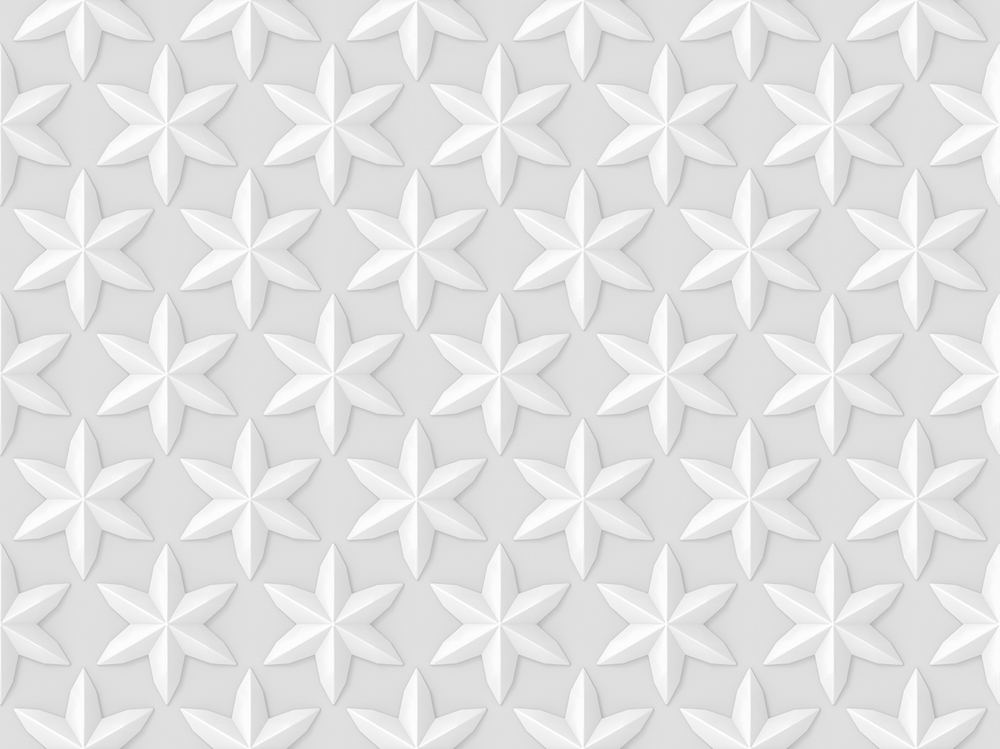 3d rendering. Abstract Seamless White stars pattern on gray background.