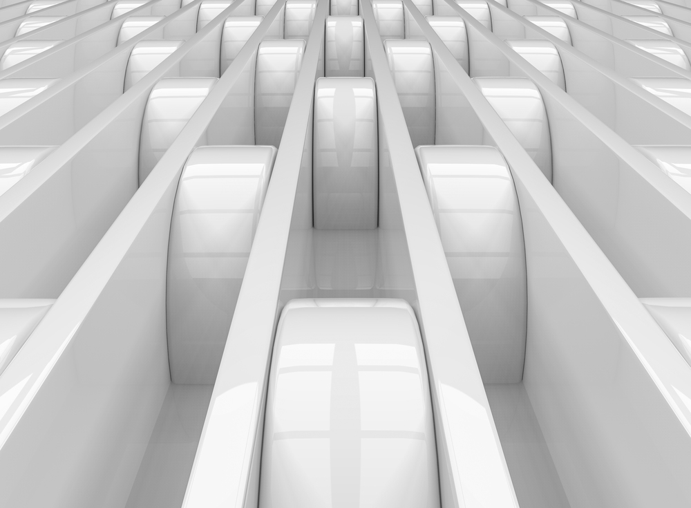 3d rendering. Perspective view of Modern Abstract white object pattern floor background.
