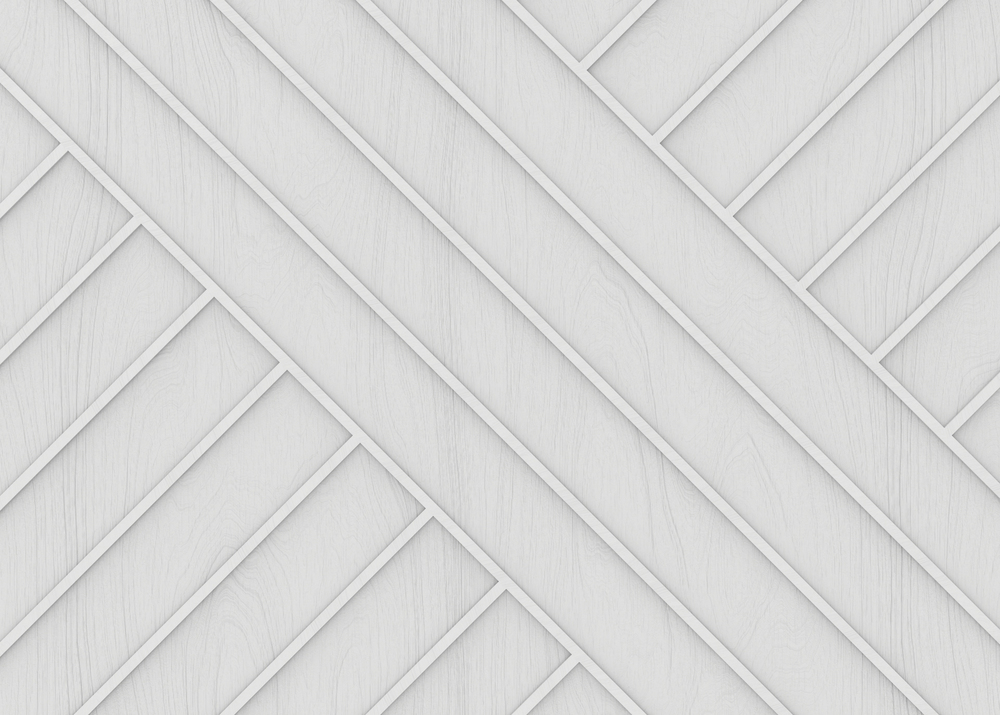3d rendering. White long bars in diagonal way on wood wall background.
