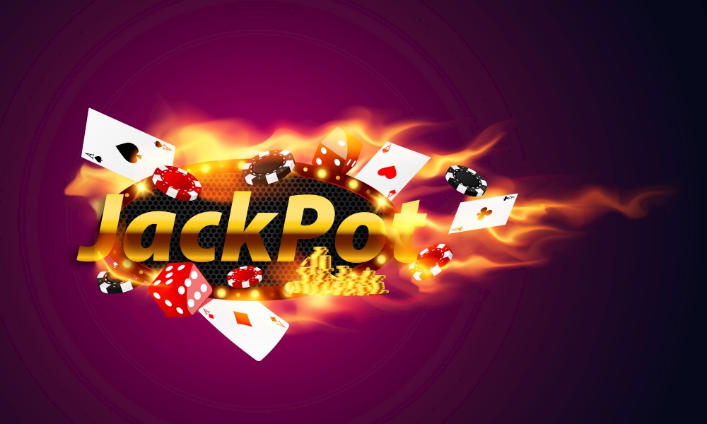 Jackpot winner party celebration concept. Online casino. slot machine, chips flying realistic tokens for gambling, cash for roulette or poker,